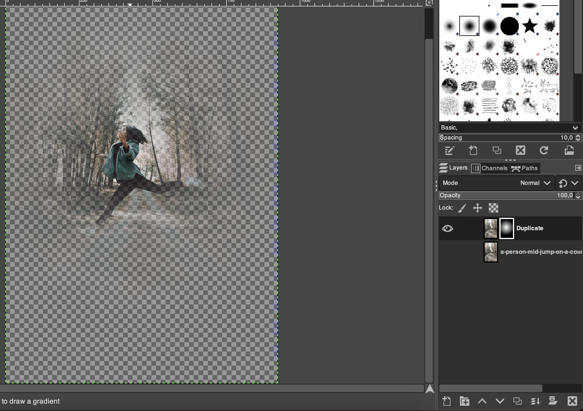 Radial gradient result