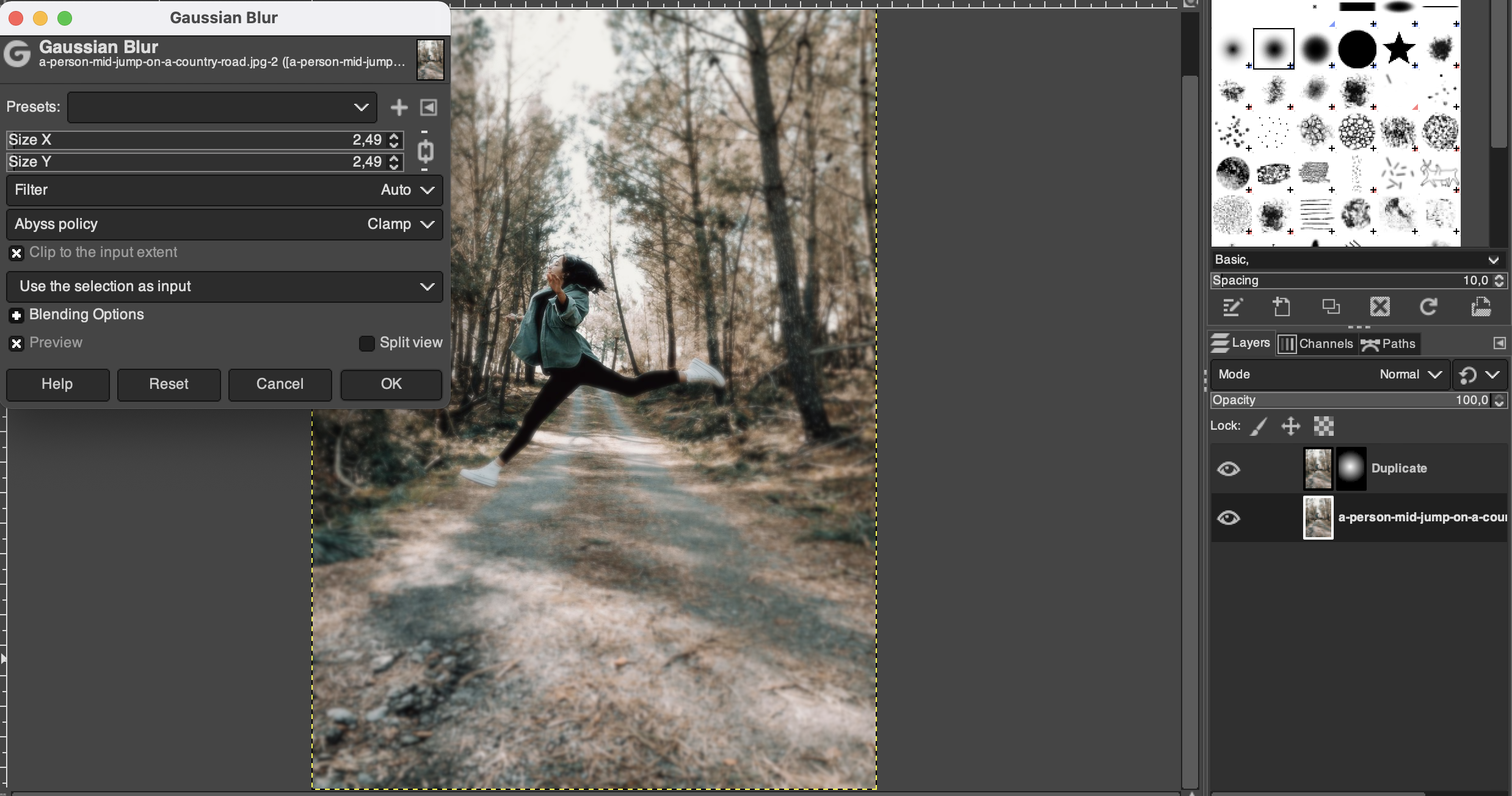 Configure gaussian blur
